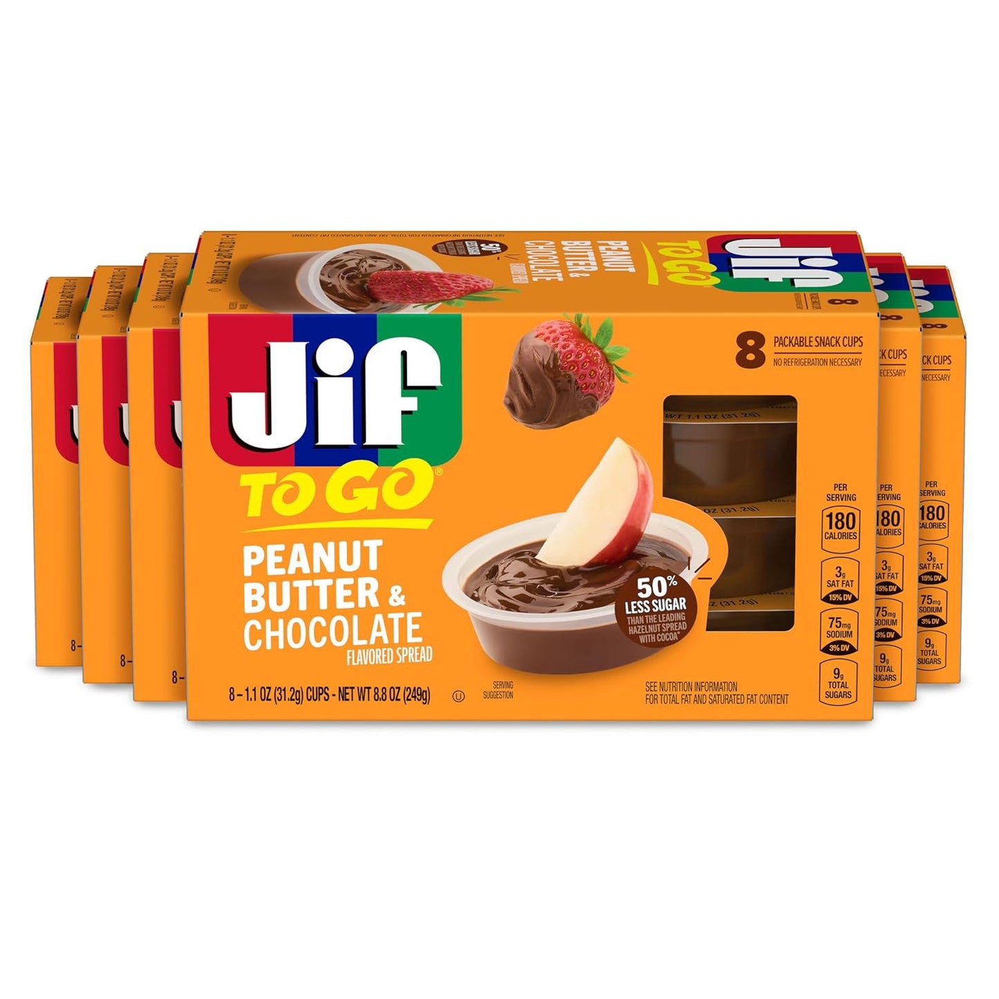 Jif To Go Peanut Butter & Chocolate Flavored Spread, 48 Single-Serve Cups, 1.1 Oz. Each