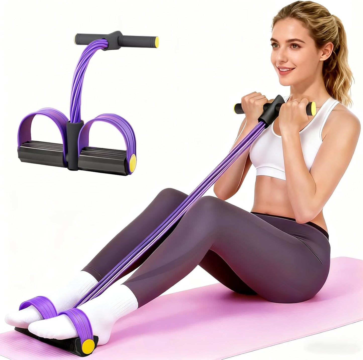 Pedal Resistance Bands with Handles, 6-Tube Tension Training for Full-Body Workout