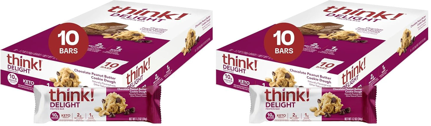Delight Protein Bars, Chocolate Peanut Butter Pie, Low Sugar & Low Carb Gluten-Free Snack, Keto Friendly Snacks