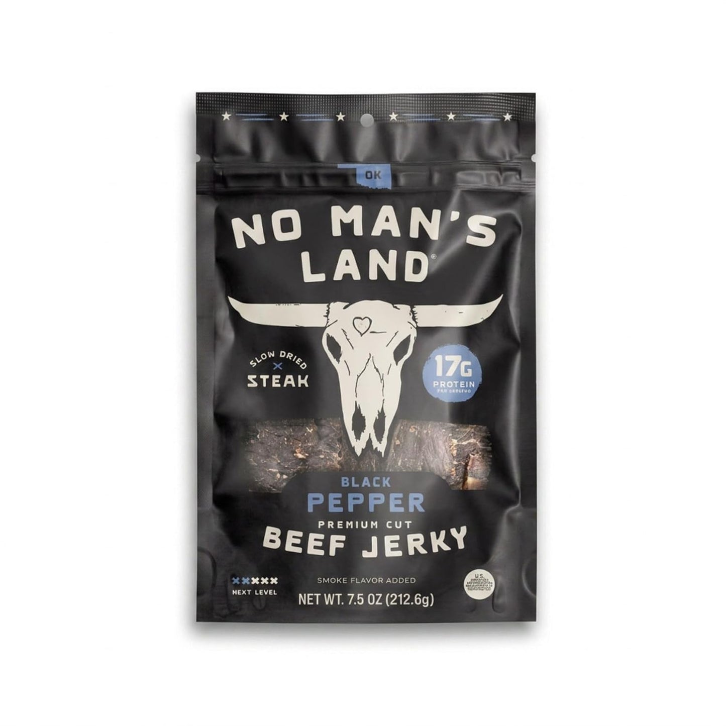 No Man's Land Beef Jerky, Fajita Lime Flavor, 16oz, Pack of 1