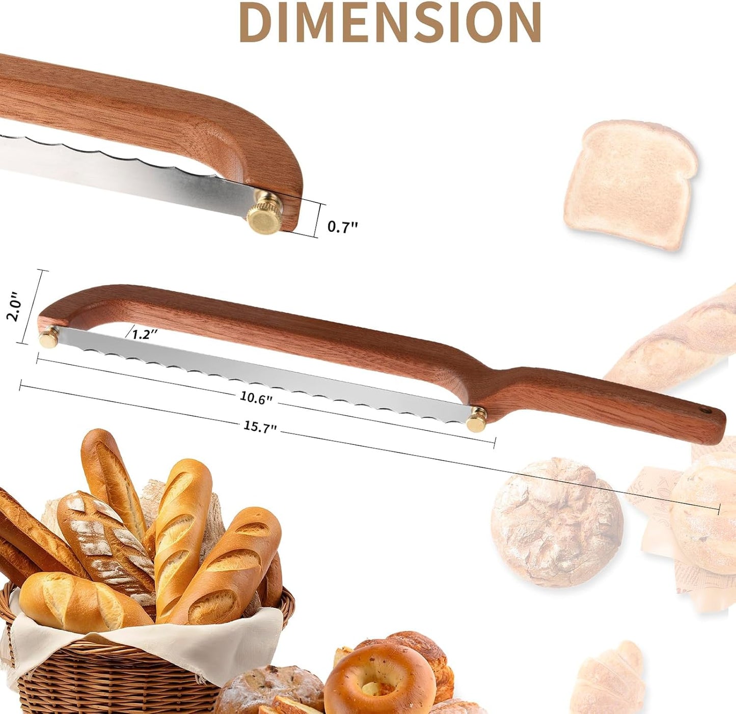 Uprichya Bread Knife for Homemade Bread Sourdough, Serrated Bread Slicer & Bread Bow Knife with Ergonomic Grip for Easy, Clean & Even Slicing