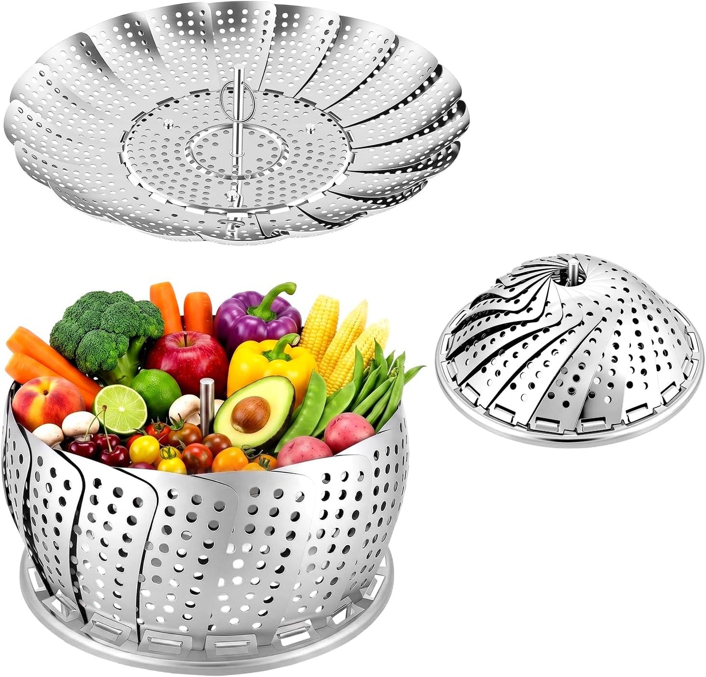 Vegetable Steamer Basket, Premium Stainless Steel Veggie Steamer Basket - Folding Expandable Steamers to Fits Various Size Pot Small by SAYFINE (5.5" to 9.2")