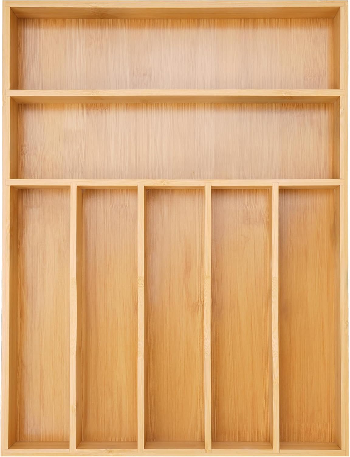 Besilord Silverware Organizer Kitchen Drawer Organizer Utensil Organizer Bamboo Silverware Holder Cutlery Organizer in Drawer Flatware Organizer Tray(5 slots, Natural