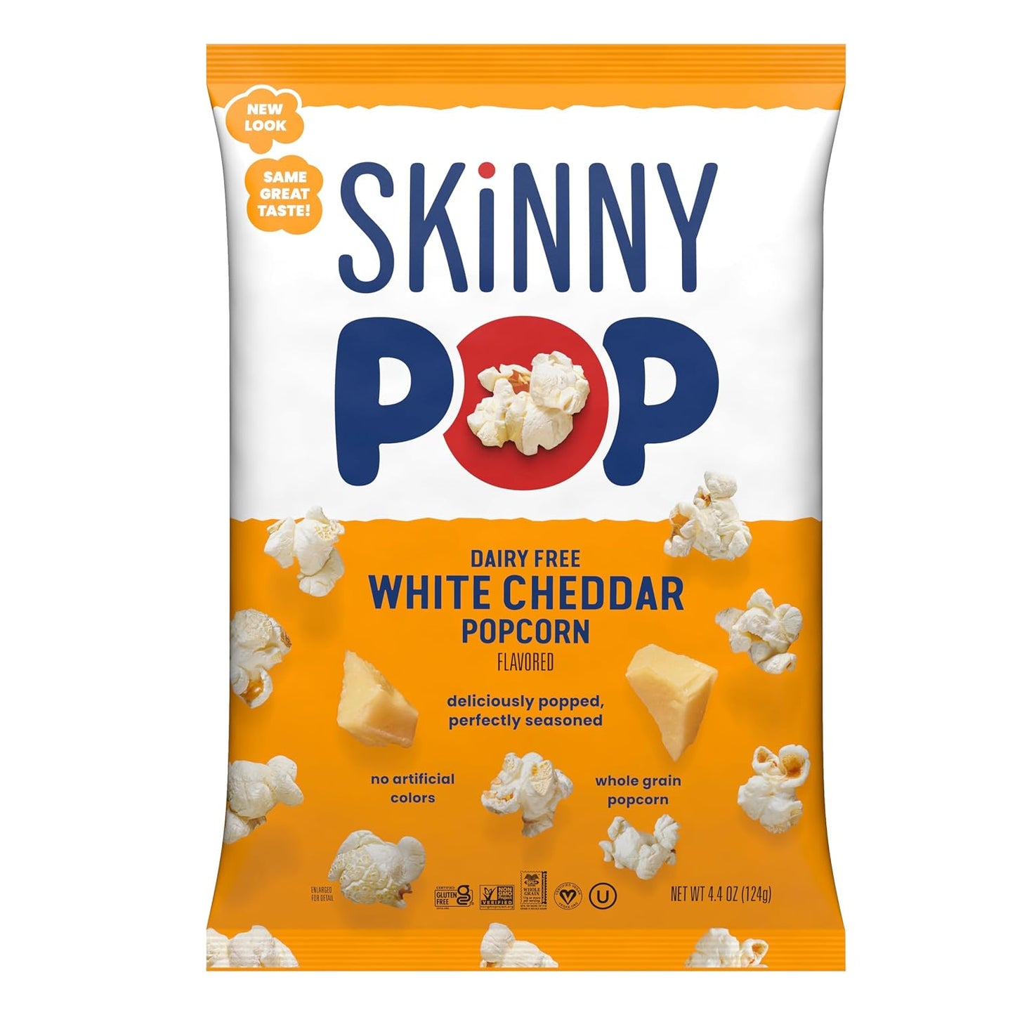 SkinnyPop Popcorn, Original, Whole Grain, Dairy-Free Snack, 8oz Family Size Bags (6ct)
