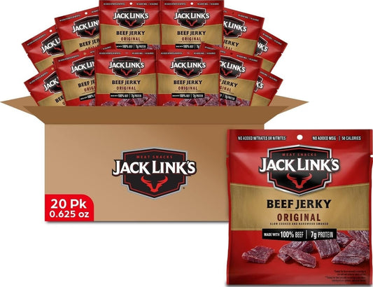Jack Link's Beef Jerky Multipack, 20 Pack, 0.625 oz Bags, 100% Real Beef