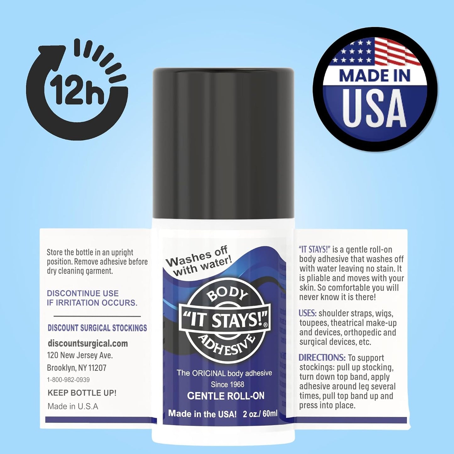 Mojo Compression Socks It Stays Roll On Body Adhesive 2 fl oz