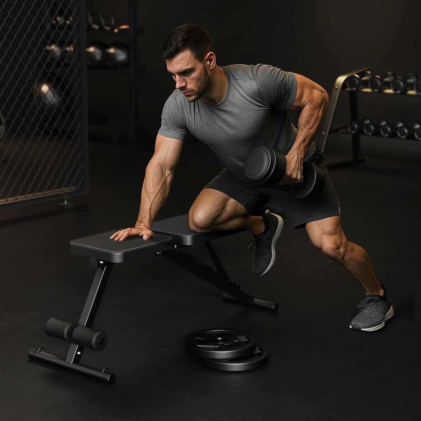 Adjustable Weight Bench for Home Gym, 600LBS Capacity, Foldable Workout Bench