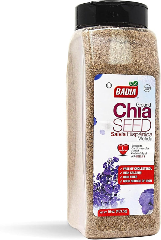 Badia Ground Chia Seeds, 16 oz – Superfood for Smoothies, Baking & Cooking – Source of Fiber, Omega-3 & Protein
