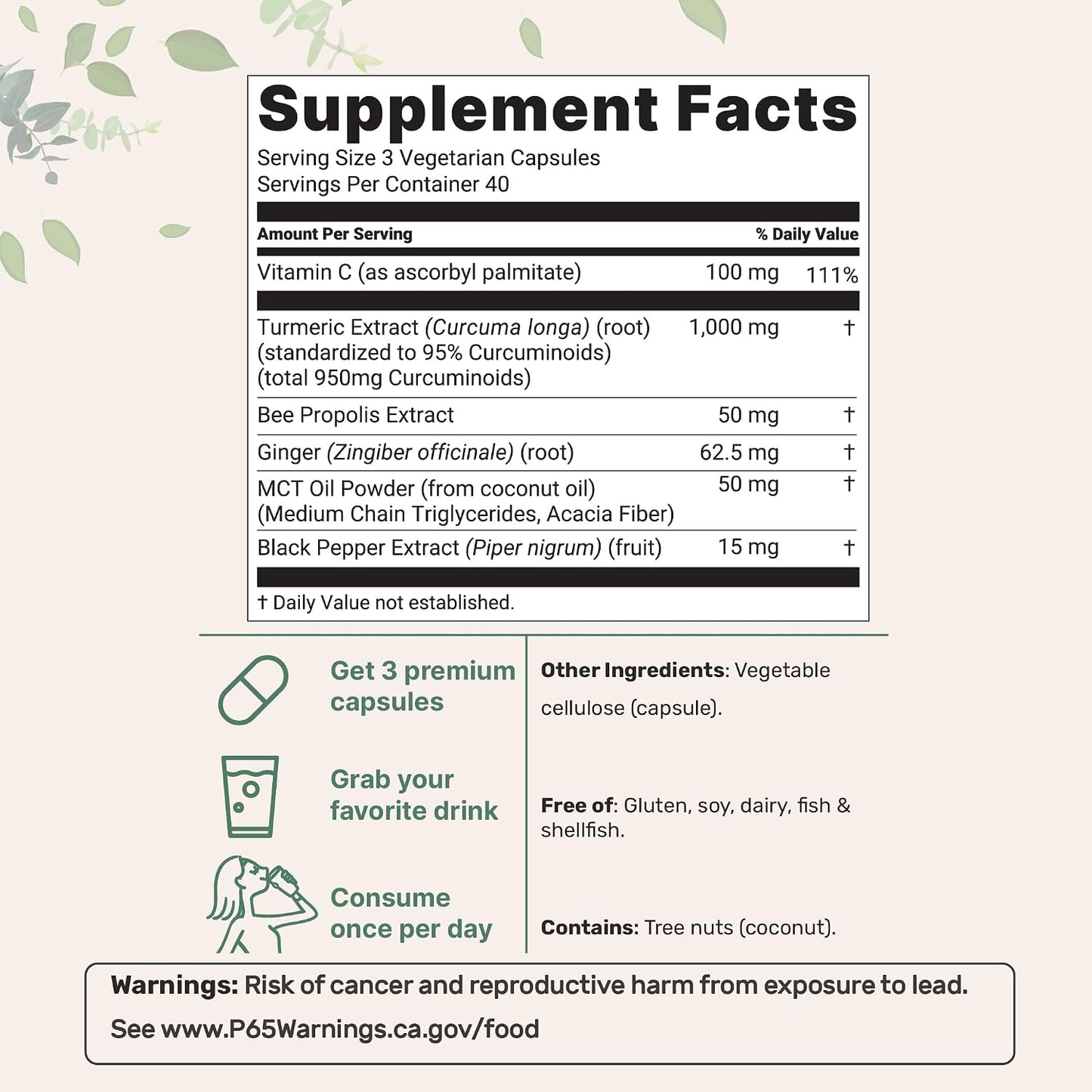 Micro Ingredients Pure Turmeric Curcumin Supplement 1,000mg – 95% Curcuminoids with Black Pepper & Ginger – High Absorption for Joint & Antioxidant Support* – Filler Free, 120 Veggie Capsules