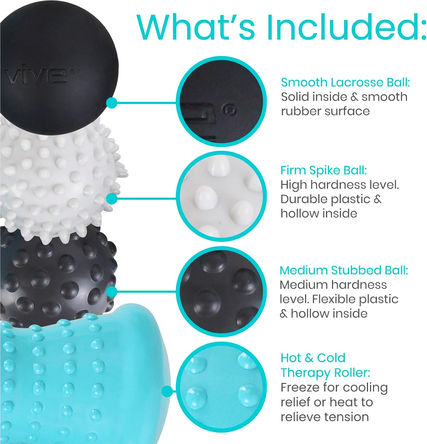 Vive Massage Ball Set for Plantar Fasciitis Relief and Hot Cold Therapy