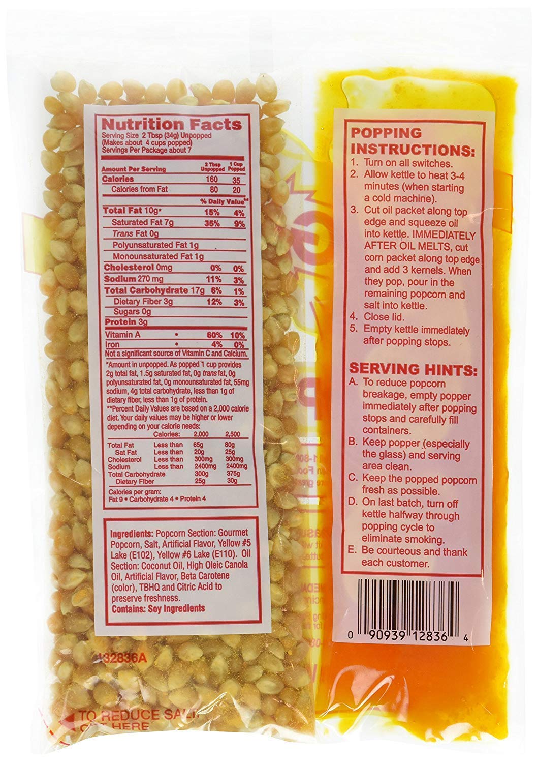 Perfectware 8oz Popcorn Portion Packs, case of 36