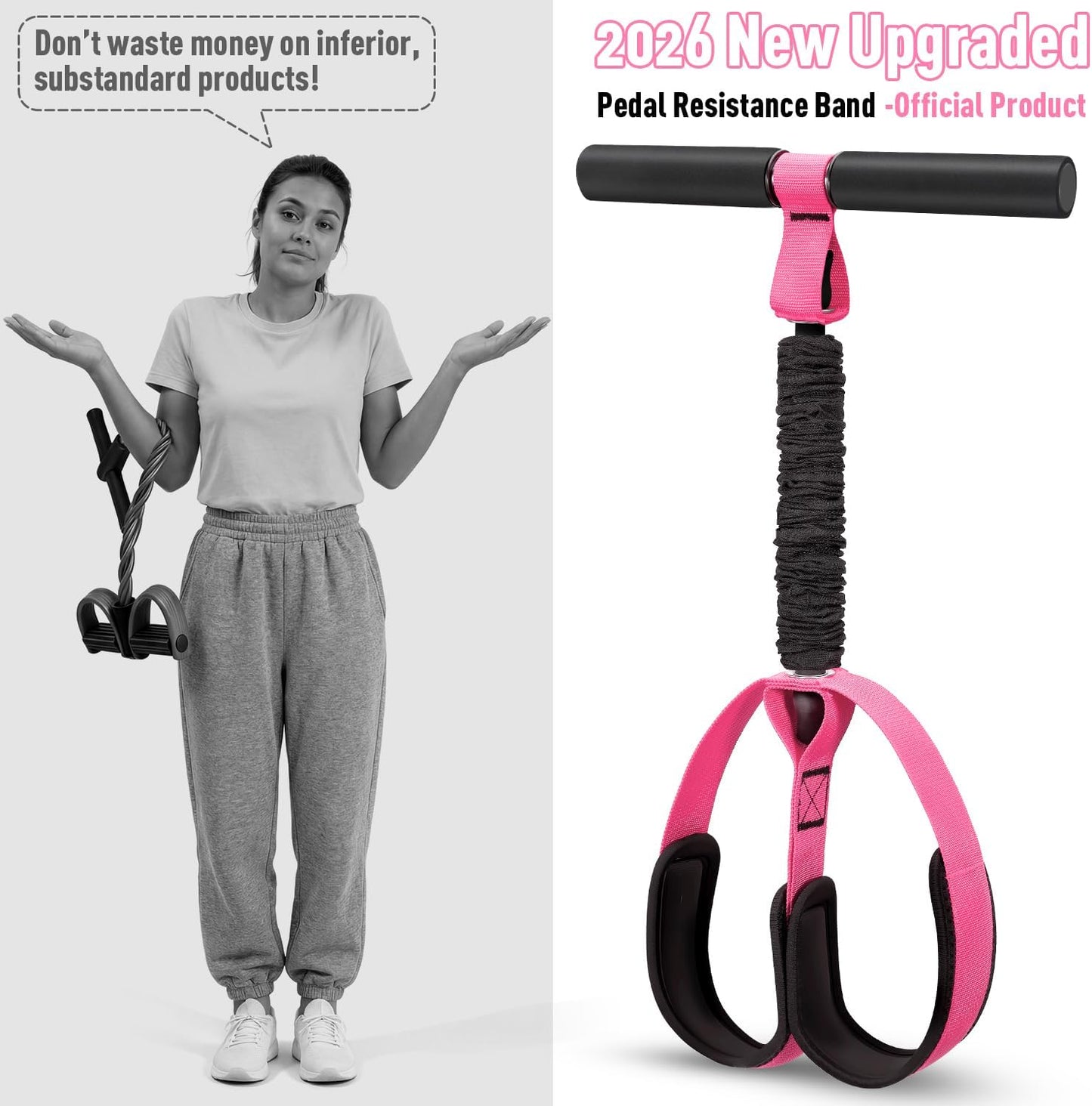 2026 Upgraded Durable Pedal Resistance Band with Handle