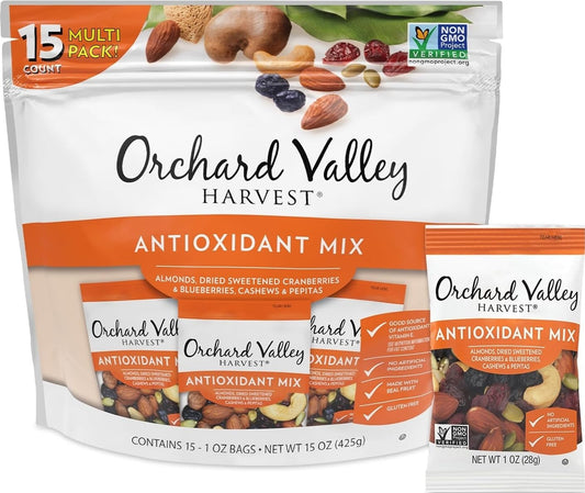 Orchard Valley Harvest Antioxidant Mix, 1 Ounce Bags, Pack of 15, Non-GMO, No Artificial Ingredients