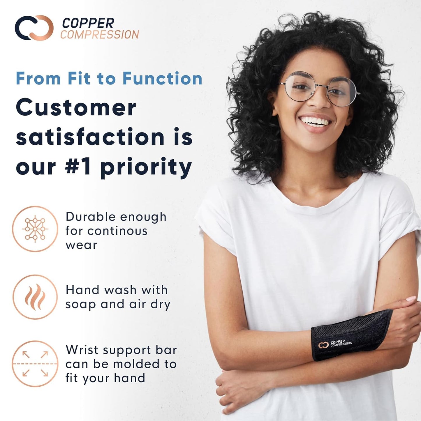 Copper Compression Advanced Wrist Brace - Copper Infused Adjustable Orthopedic Support