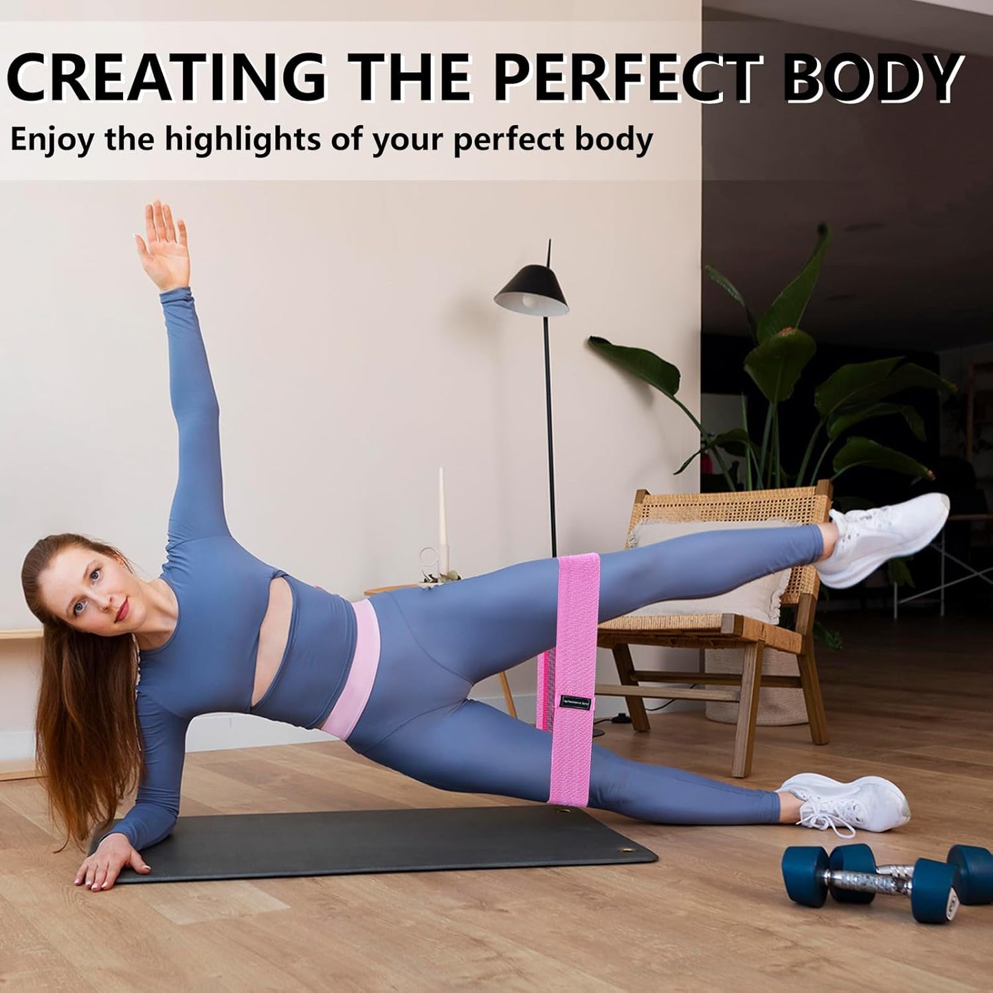 Fabric Resistance Bands, 3 Levels for Workout, Leg Strength Training, Rehab, Yoga