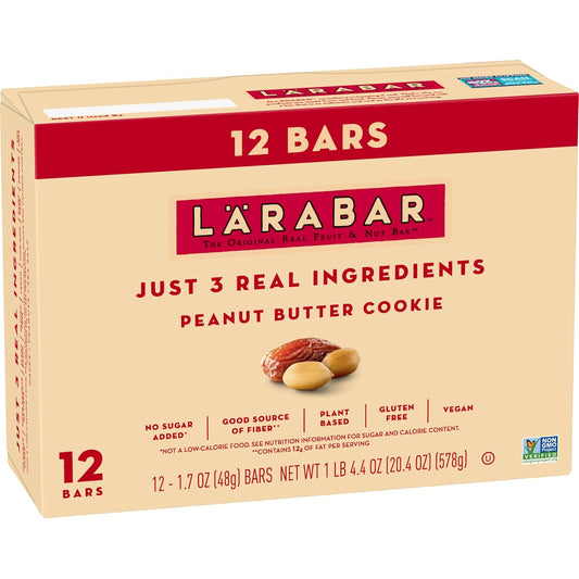 Larabar Peanut Butter Cookie Bars, 12 Count, 20.4 oz, Gluten Free and Vegan