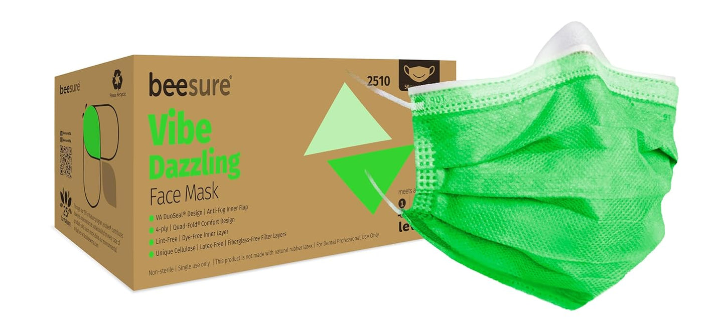 BeeSure Vibe Face Masks, Glamorous Pink, Latex-Free, Pack of 50