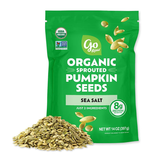 Go Raw Organic Sprouted Pumpkin Seeds, 14 Oz, Non-GMO, Gluten-Free, Vegan, Nut-Free, Protein-Rich Snack