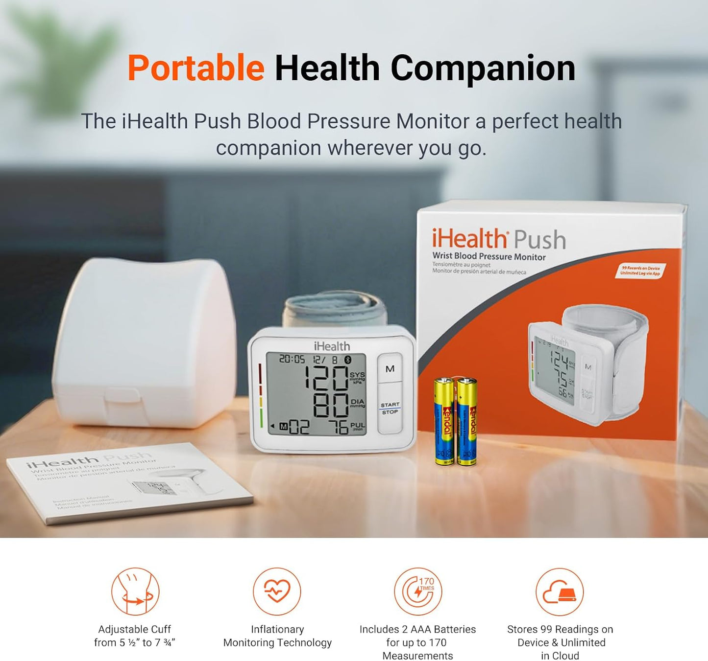 iHealth Push Wrist Blood Pressure Monitor Bluetooth Smart BP Machine