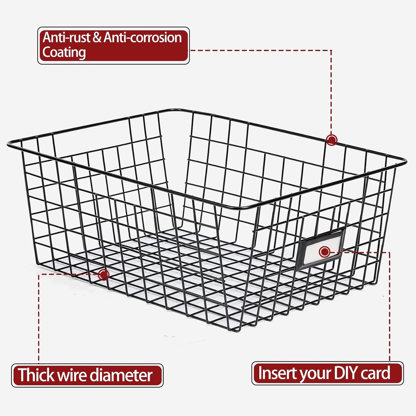 6 Pack Wire Baskets for Pantry Organization and Storage, Kitchen Organizer, 2 XXLarge & 2 XLarge & 2 Large
