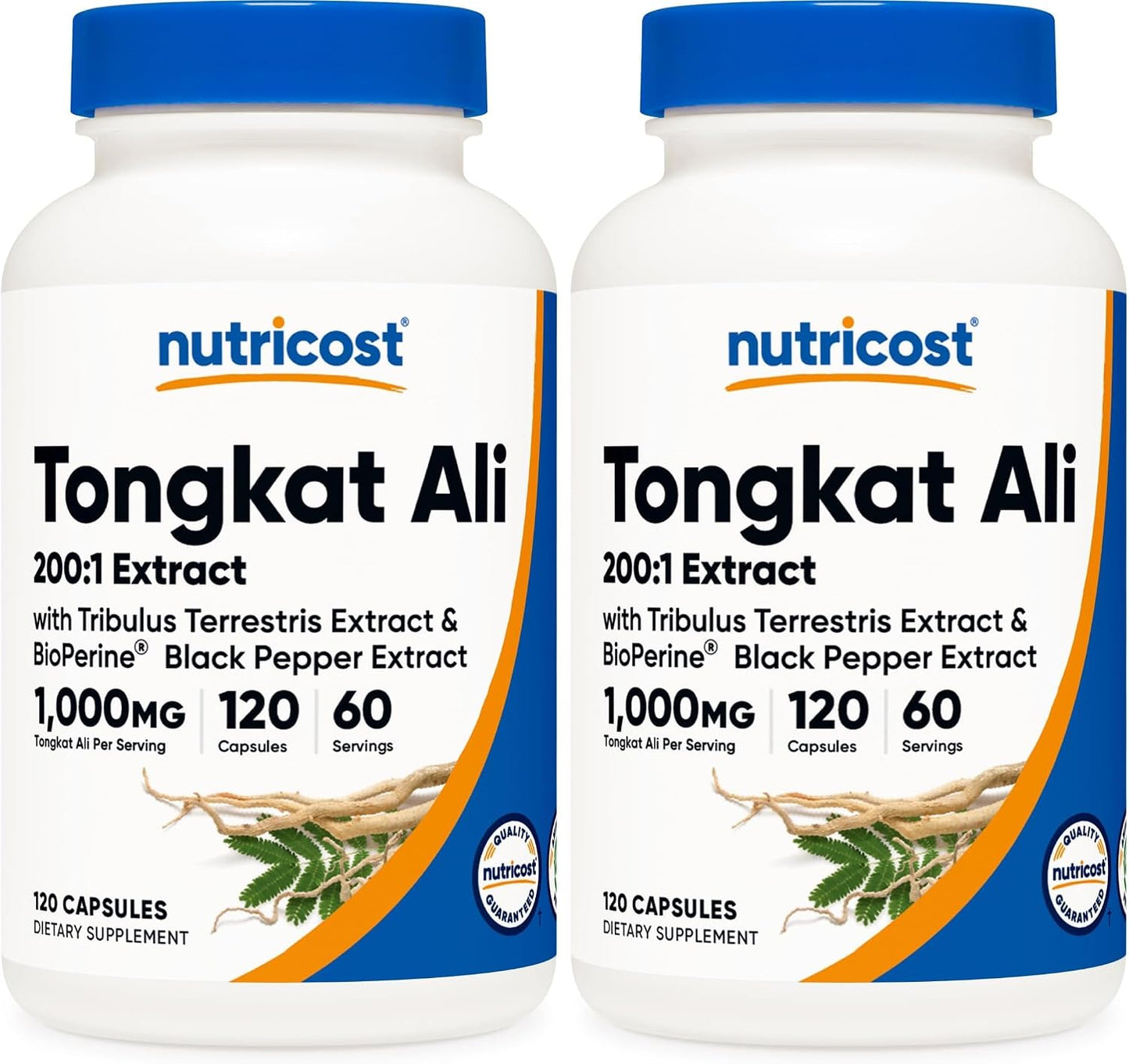 Nutricost Tongkat Ali 1,000mg 120 Capsules - with Tribulus Terrestris and BioPerine, Vegetarian Caps, Non-GMO, Gluten Free, Potent Extract
