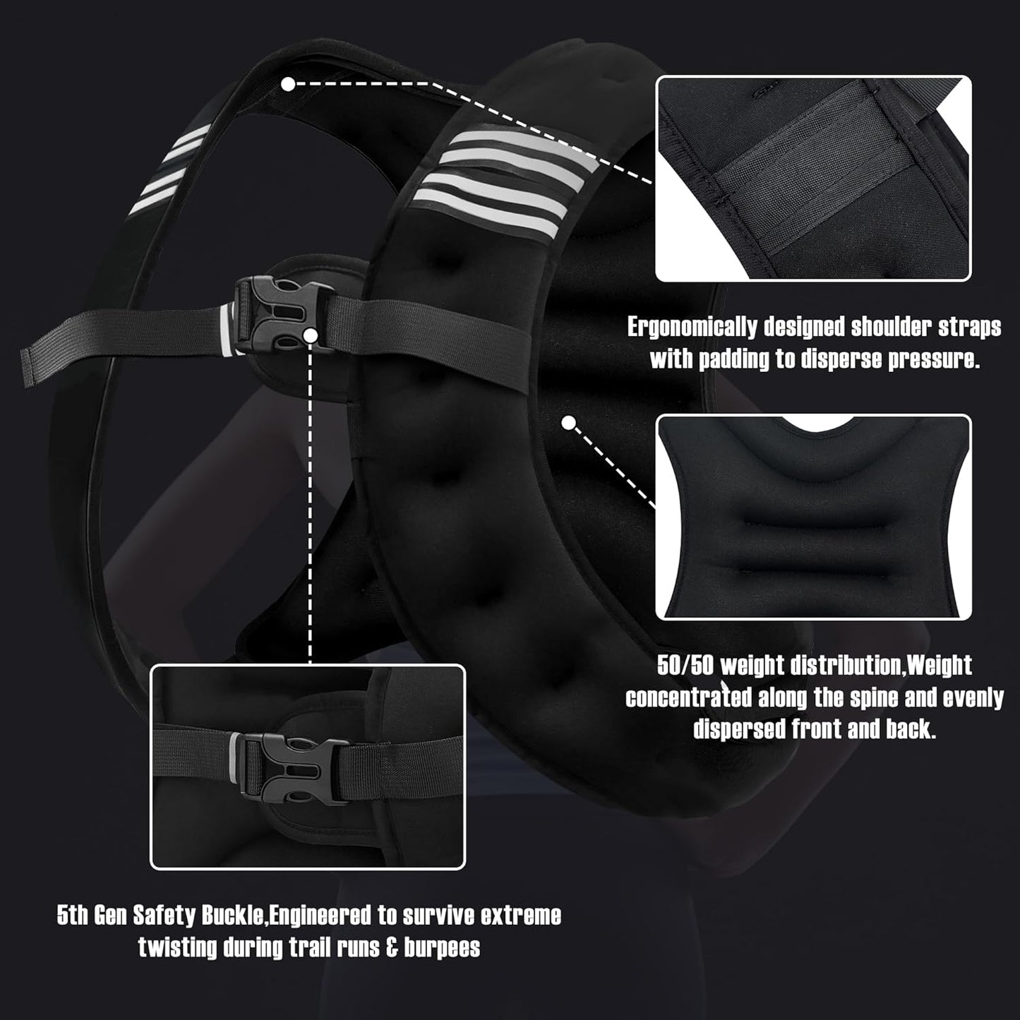 NATURELUX Weighted Vest for Men & Women - 5-30lbs Adjustable Weight Vest for Workouts, Running, Walking