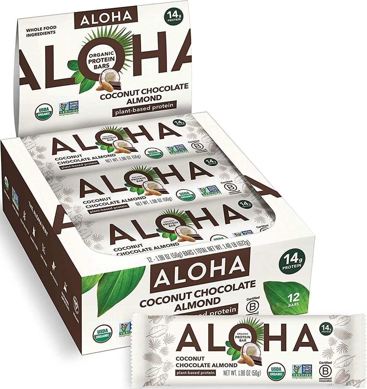 Organic Coconut Almond Plant Based Protein Bars Pack of 12