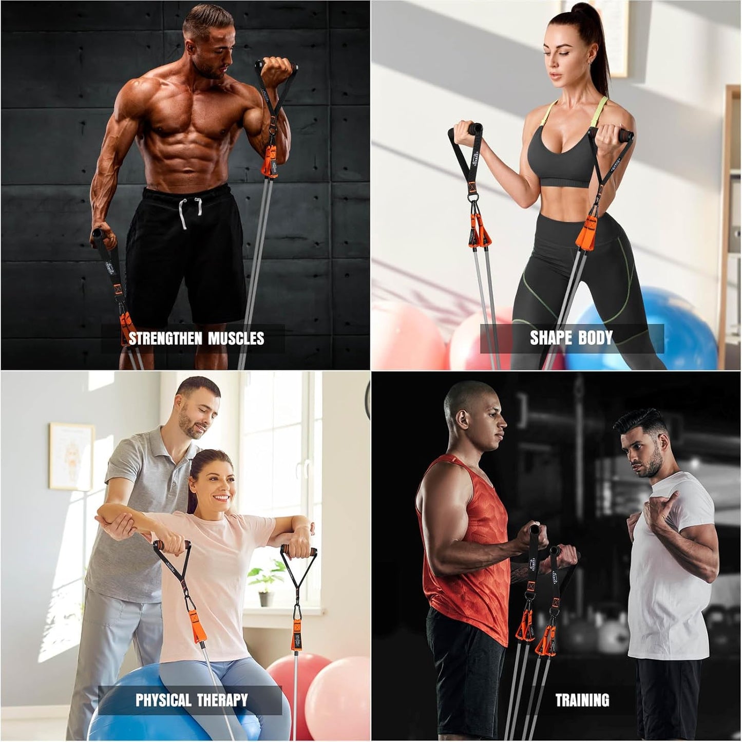 Resistance Bands with Handles, 175lb Exercise Bands for Fitness