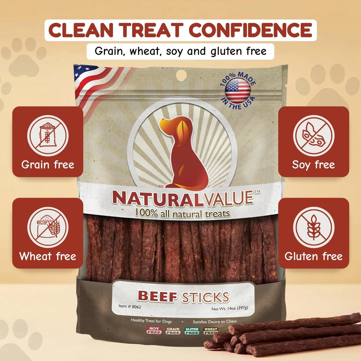 Loving Pets Natural Value Beef Sticks Soft Jerky Dog for Large Small Breeds