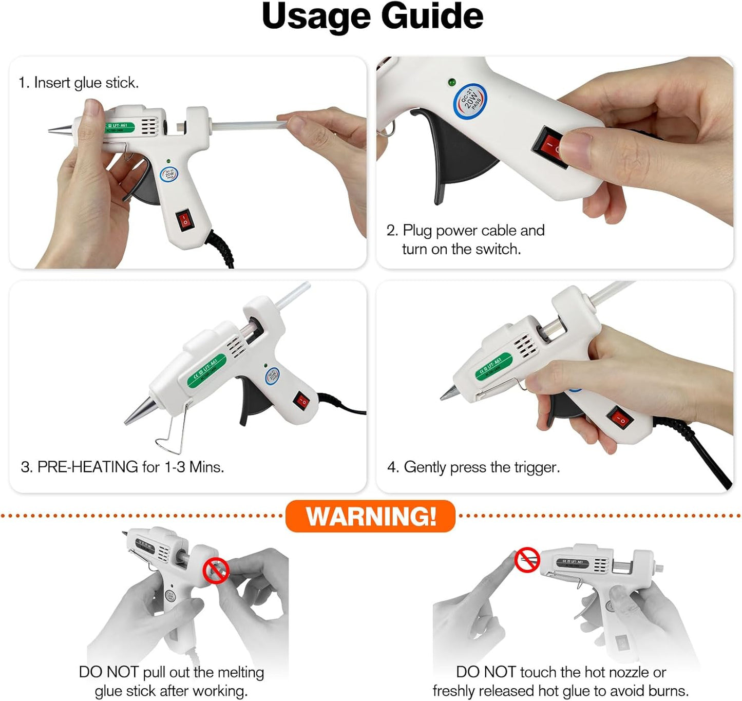 Mini Hot Glue Gun Kit with 30 Glue Sticks - Fast Preheating Hot Melt Gun, High Temp for School Crafts DIY Arts and Quick Home Repairs(White)