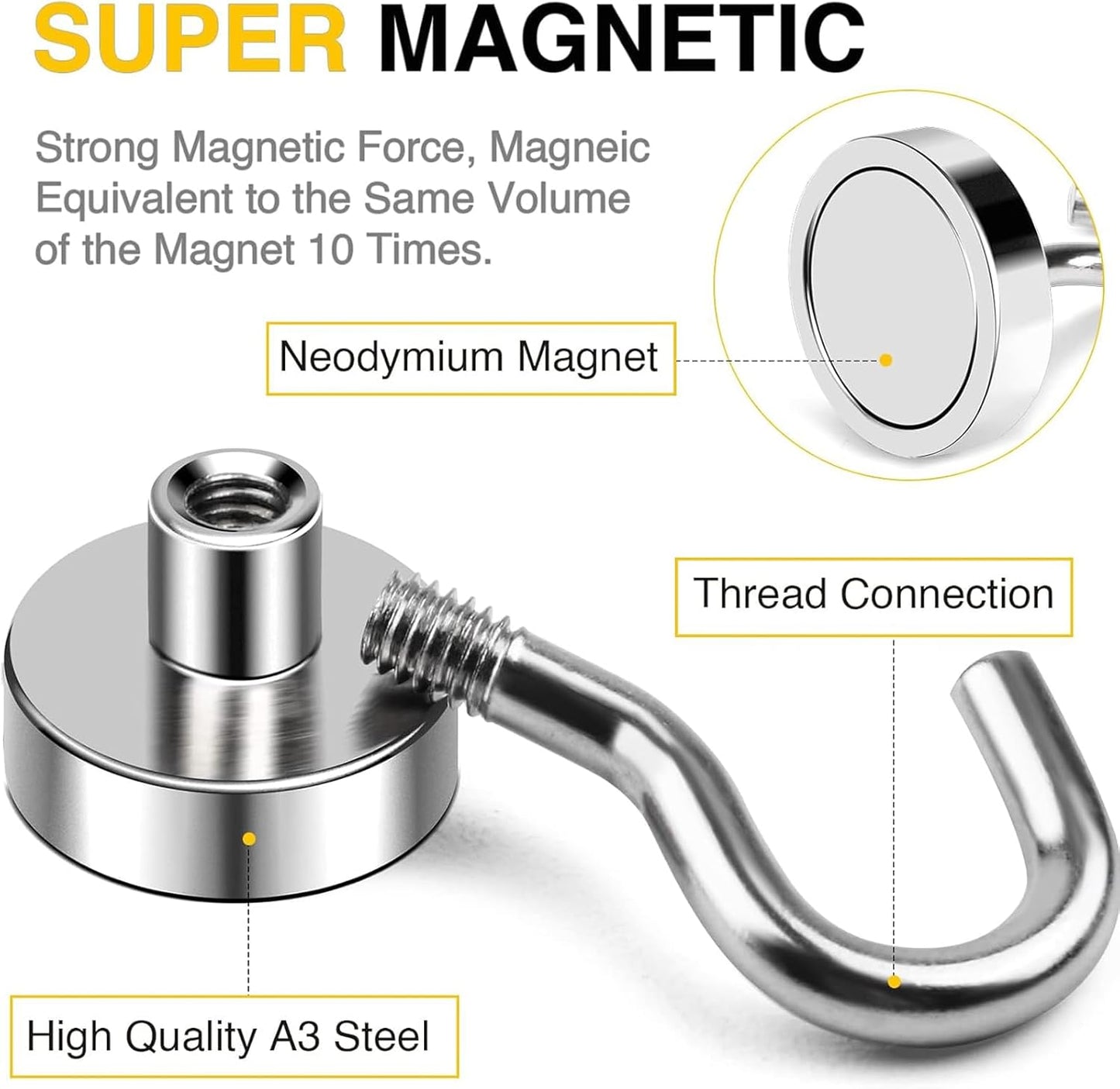 DIYMAG Magnetic Hooks 20pcs 30lbs+ Cruise Essentials 2026 Magnet Hook | Neodymium Heavy Duty Strong Magnets Hanging Ship Cabins Refrigerator Fridge Classroom Beach Vacation Kitchen Grills Home Tool