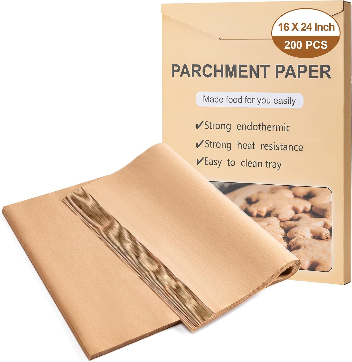 200Pcs Parchment Paper,12x16 In Non-Stick Precut Parchment Paper Sheets | Unbleached,Parchment For Baking Sheets,Fryer, Cooking,Oven,Perfect for Bread, Cakes, Barbecue