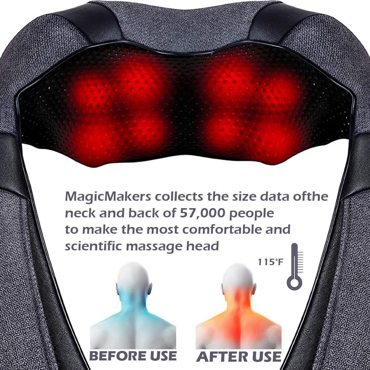 Mirakel Shiatsu Neck Massager for Deep Tissue Pain Relief with Heat