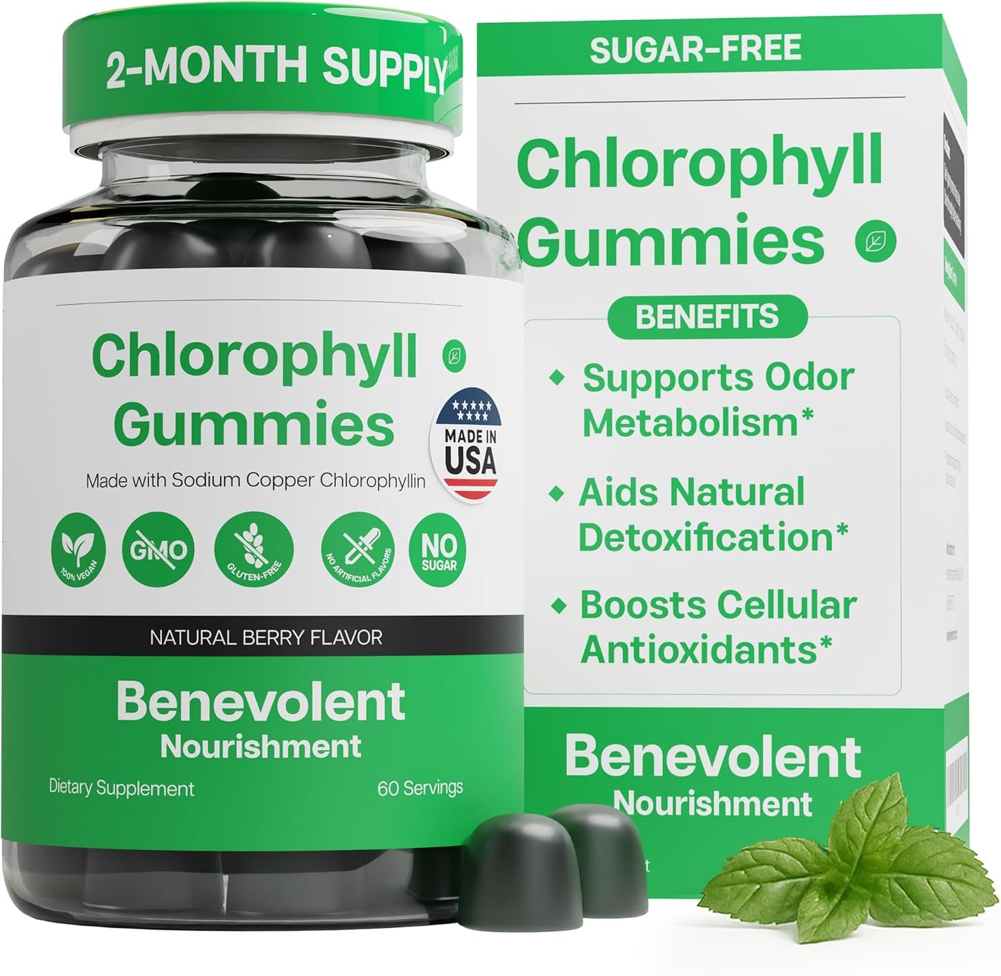 Benevolent Nourishment Chlorophyll Supplement, Detox & Immune Support, Internal Deodorizer, Liquid Drops