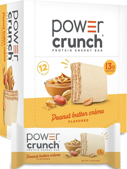 Power Crunch Protein Energy Wafer Bars, 1.4 Ounce, 12 Count, Peanut Butter Creme