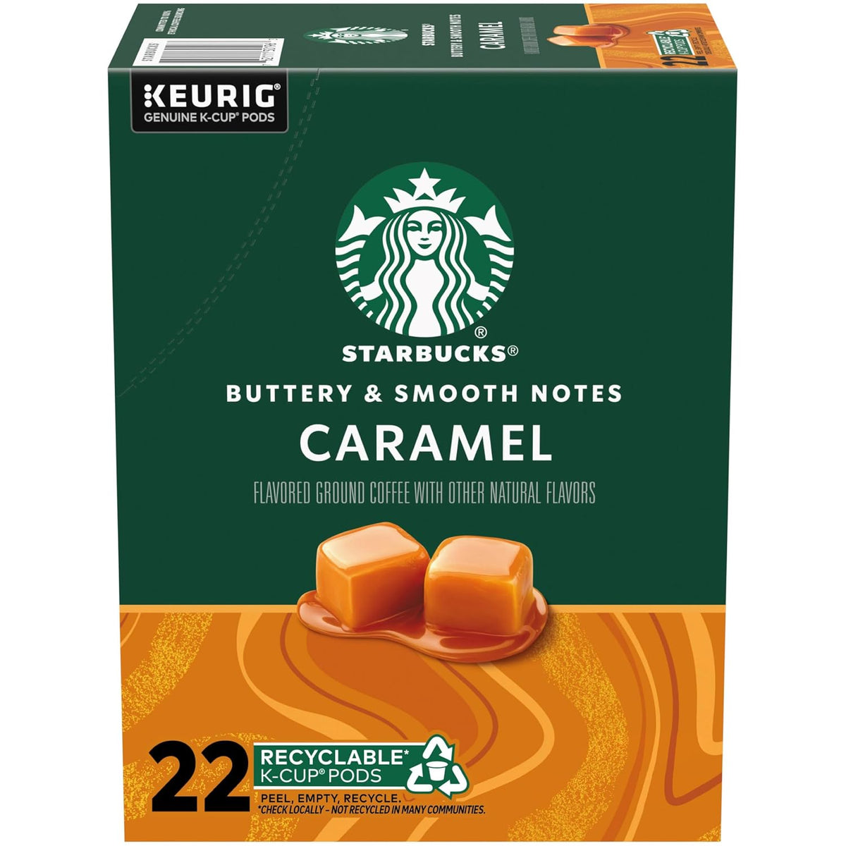 Starbucks Caramel Flavored Coffee K-Cup Pods for Keurig Brewers, 100% Arabica, 22 Pods