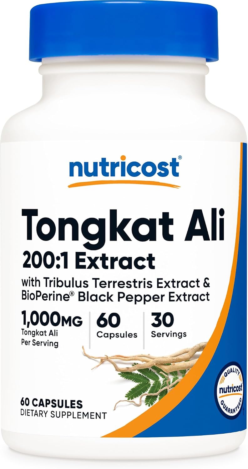 Nutricost Tongkat Ali 1,000mg 120 Capsules - with Tribulus Terrestris and BioPerine, Vegetarian Caps, Non-GMO, Gluten Free, Potent Extract