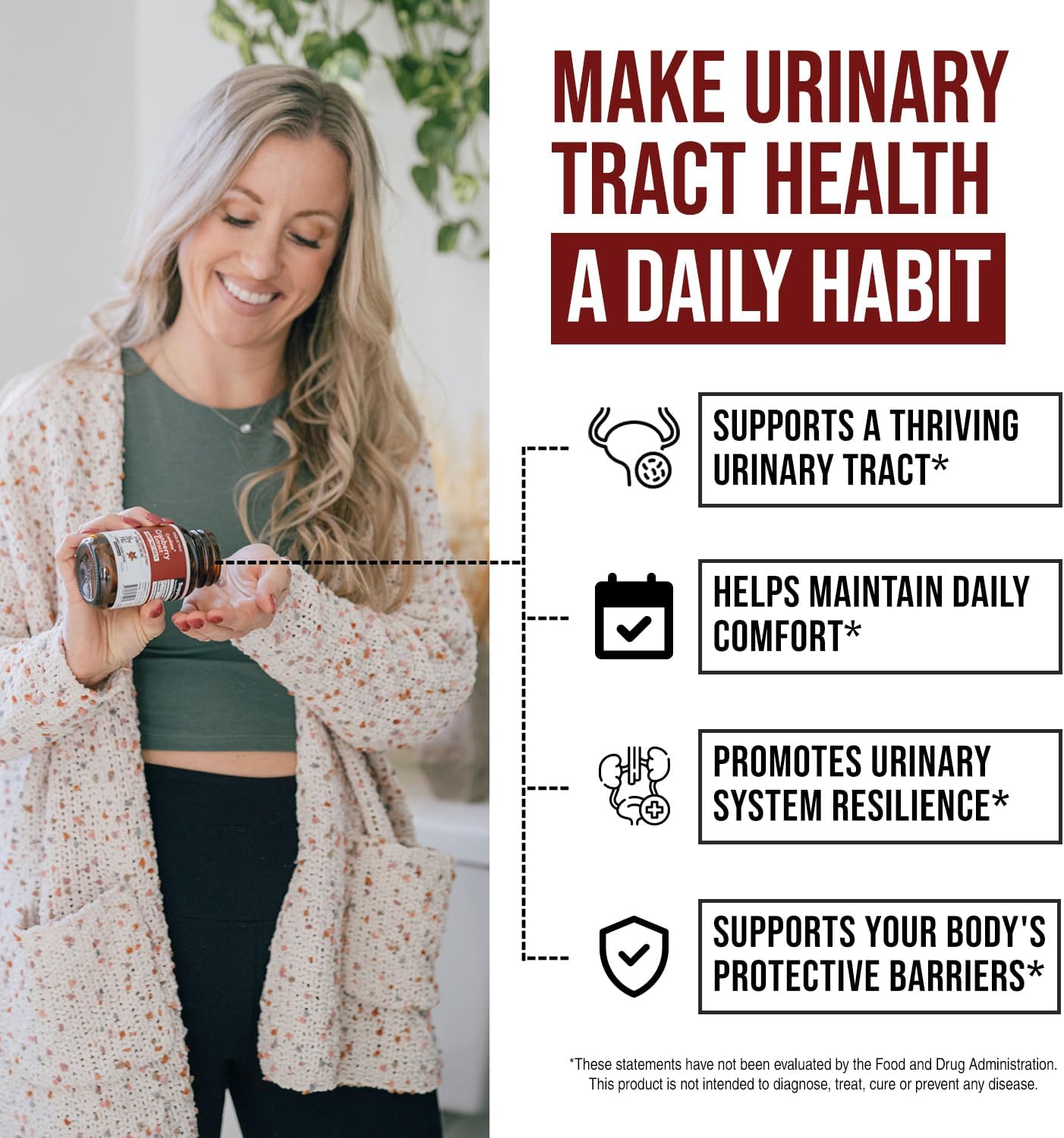 CranEaze®: Cranberry Juice Extract Plus D-Mannose – 36 mg PAC, 100% Soluble PAC - Supports Urinary Tract Health – Most Effective Cranberry Pills for Women, UTI Cranberry Supplement - 60 Capsules