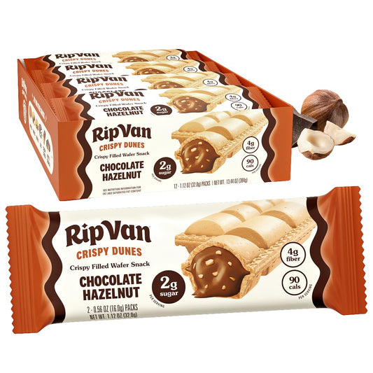 Low-calorie vegan chocolate hazelnut wafer sticks with hazelnut cream filling, 12 pack