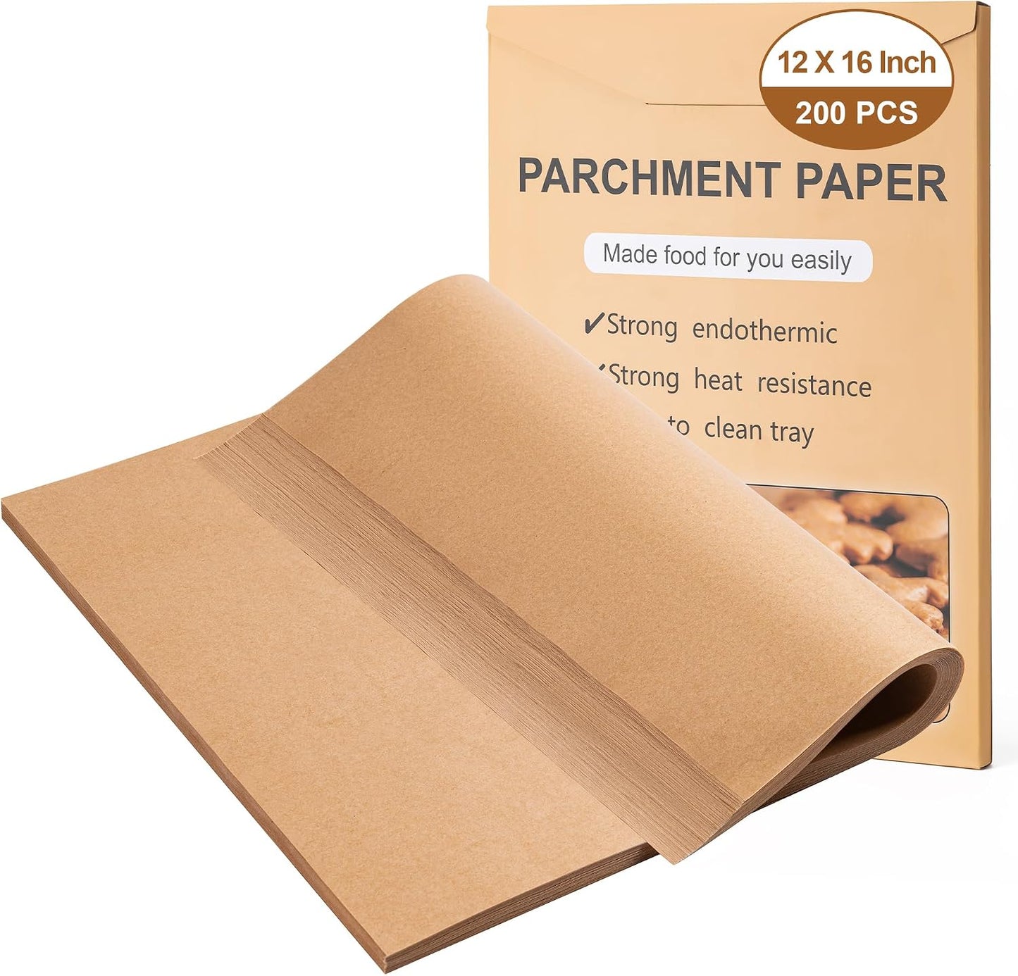 200Pcs Parchment Paper,12x16 In Non-Stick Precut Parchment Paper Sheets | Unbleached,Parchment For Baking Sheets,Fryer, Cooking,Oven,Perfect for Bread, Cakes, Barbecue
