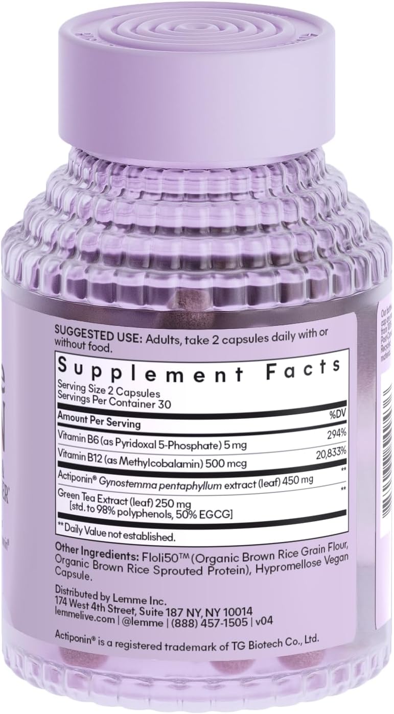 Lemme Burn - Metabolism, Belly Fat Burning + AMPK Activating Supplement for Men & Women w/Clinically Studied Actiponin Gynostemma, Green Tea Extract, Vitamins B6 & B12 - Gluten Free, 60 Count