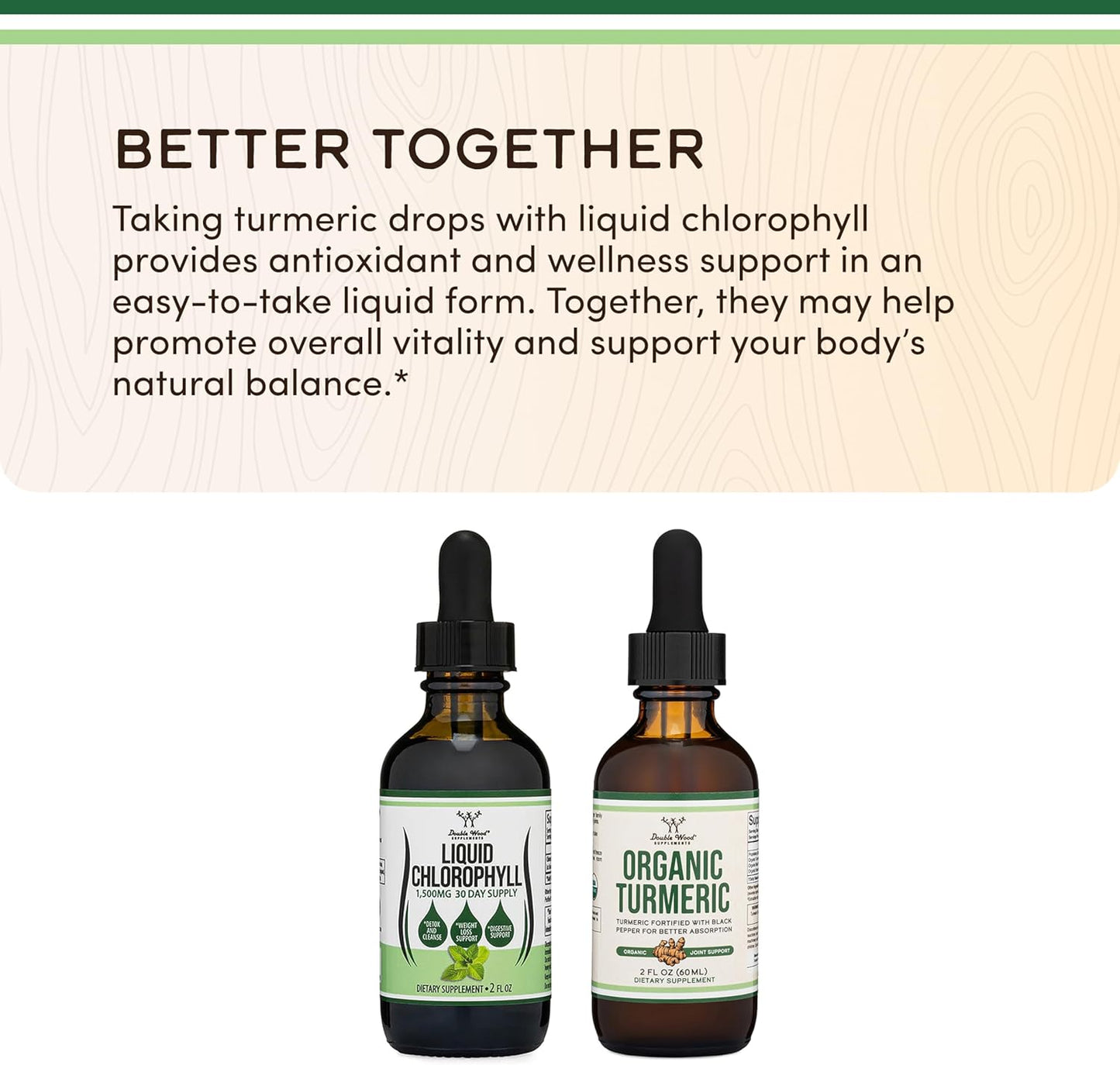 Chlorophyll Liquid Drops - for Digestion, Gut Health, Energy and Detox - Vegan Safe (Rich, Full Texture and Taste, Not Watered Down), 2oz Peppermint Flavored, by Double Wood
