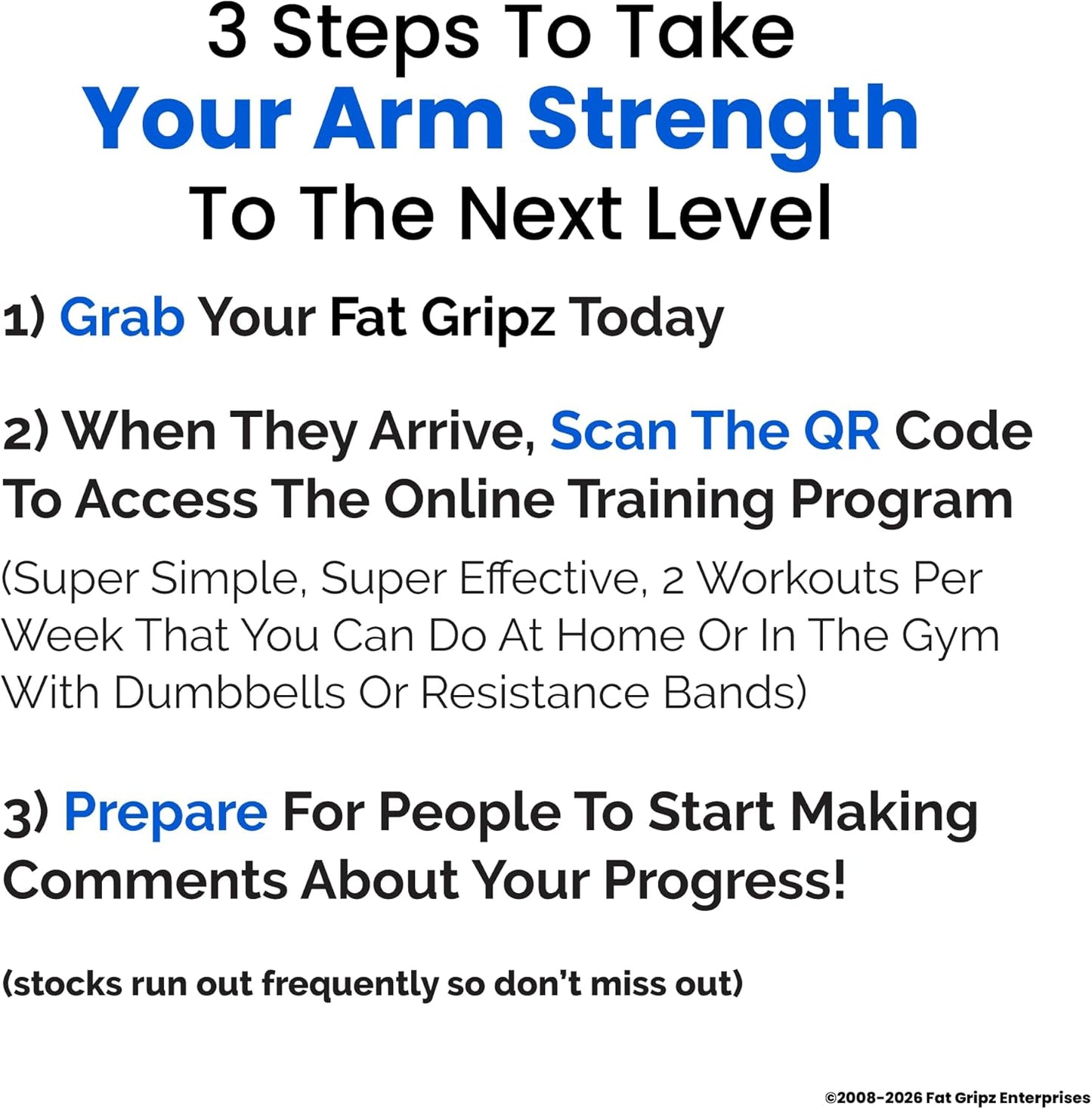 Fat Gripz - Thick Grips for Bigger Arms & Stronger Grip (4x Men's Health Award Winner)