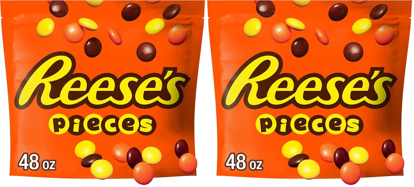 REESE'S PIECES Peanut Butter in a Crunchy Shell, Candy Bulk Bag, 48 oz