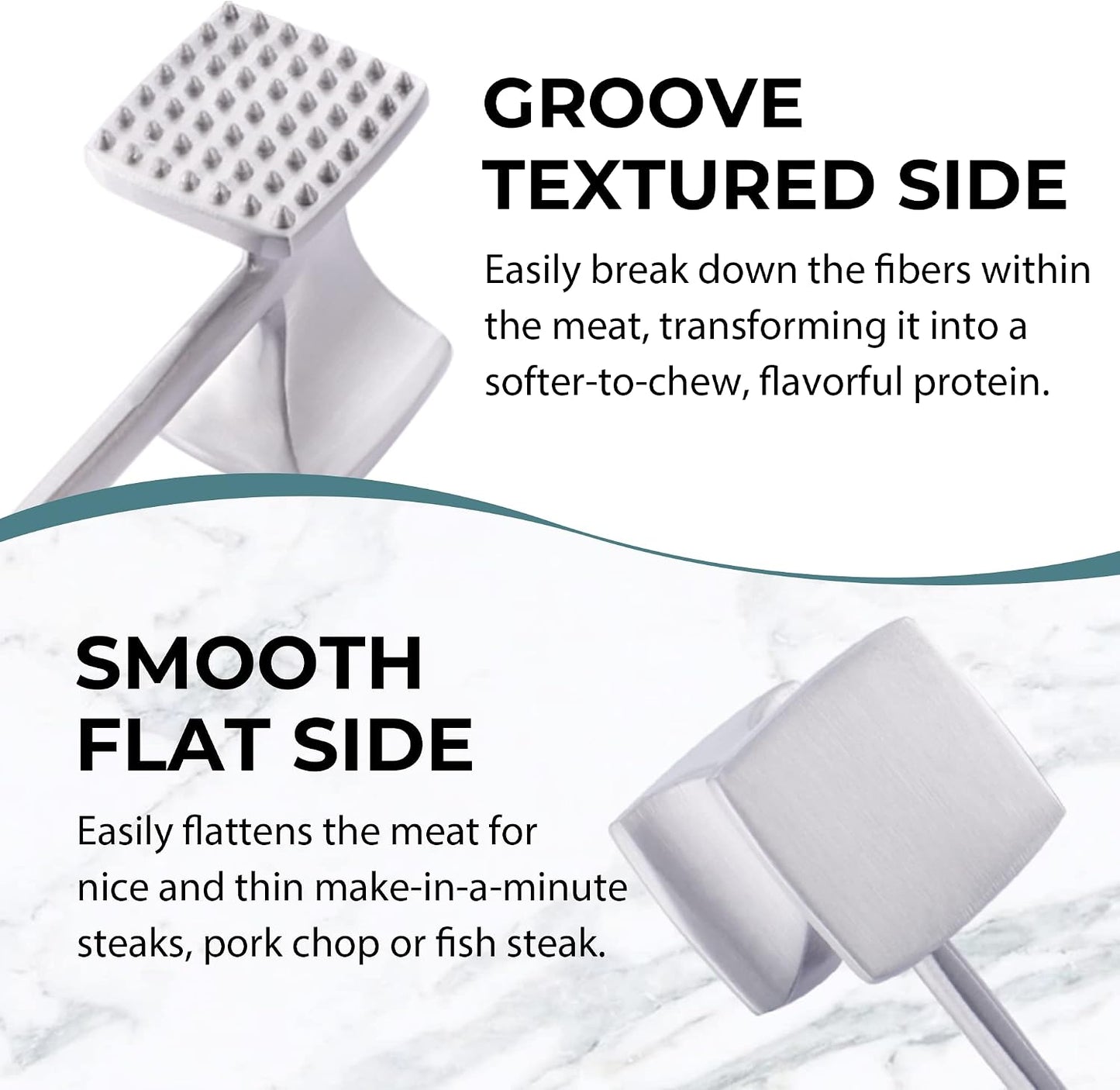 KITEXPERT Meat Tenderizer Hammer with Comfortable-Grip Handle, Dual-side Mallet for Kitchen, Heavy Duty Pounder For Tenderizing Steak, Beef and Fish