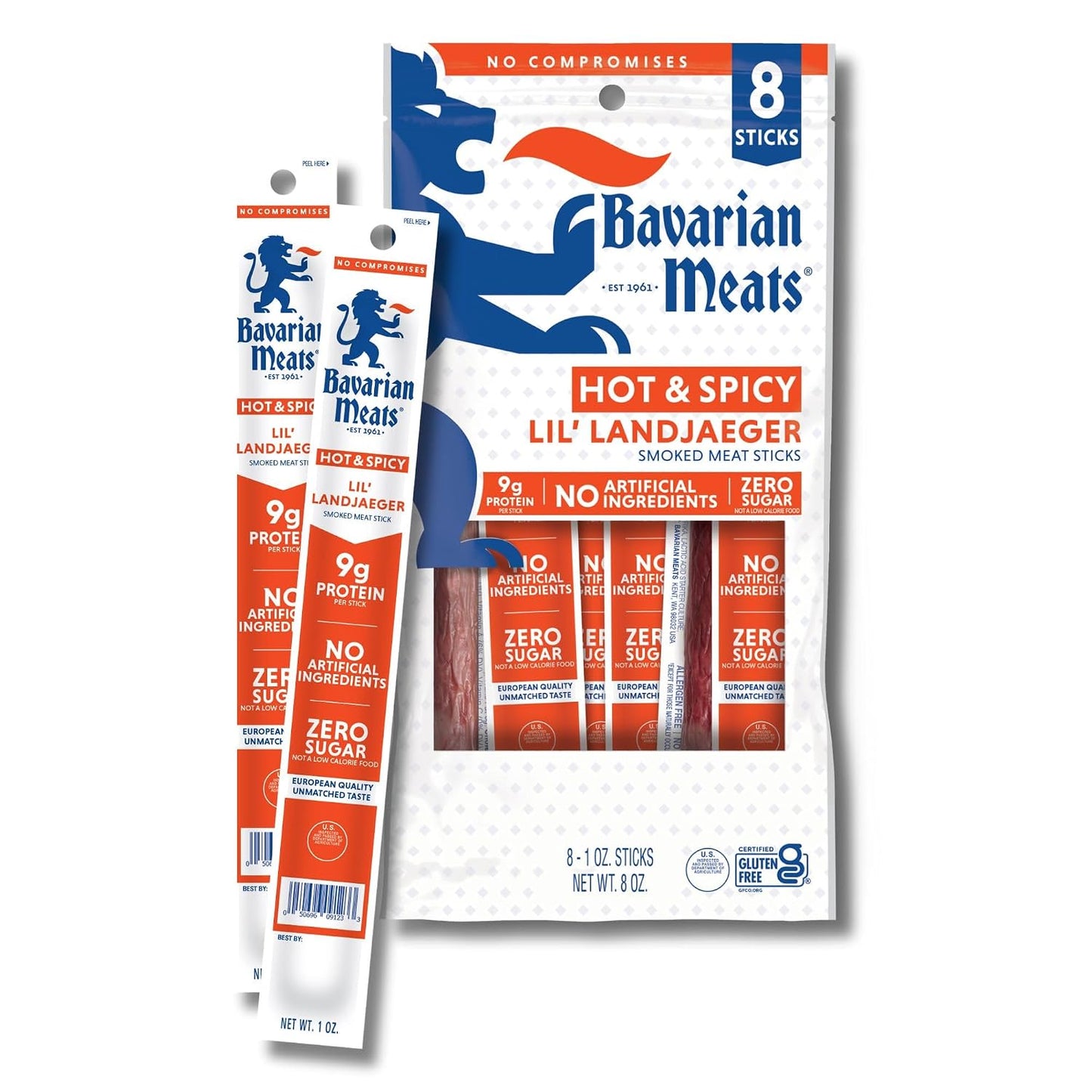 Bavarian Meats Lil' Landjaeger Meat Sticks, Smoked Sausage Protein Snacks, 10 Ounce