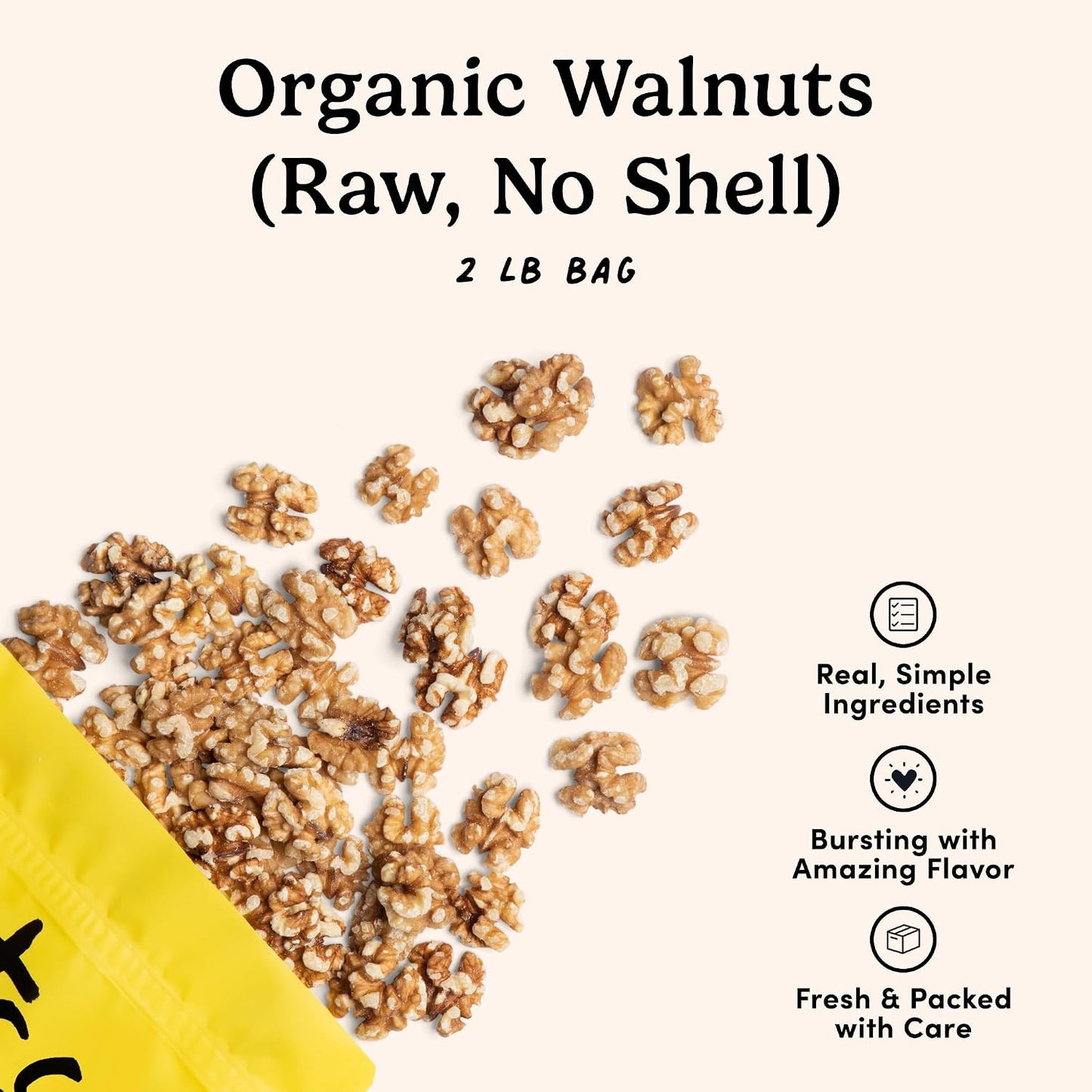 Organic English Walnuts, 2 Pound Bag, Raw, No Shell, Vegan, Gluten-Free, Kosher Pareve