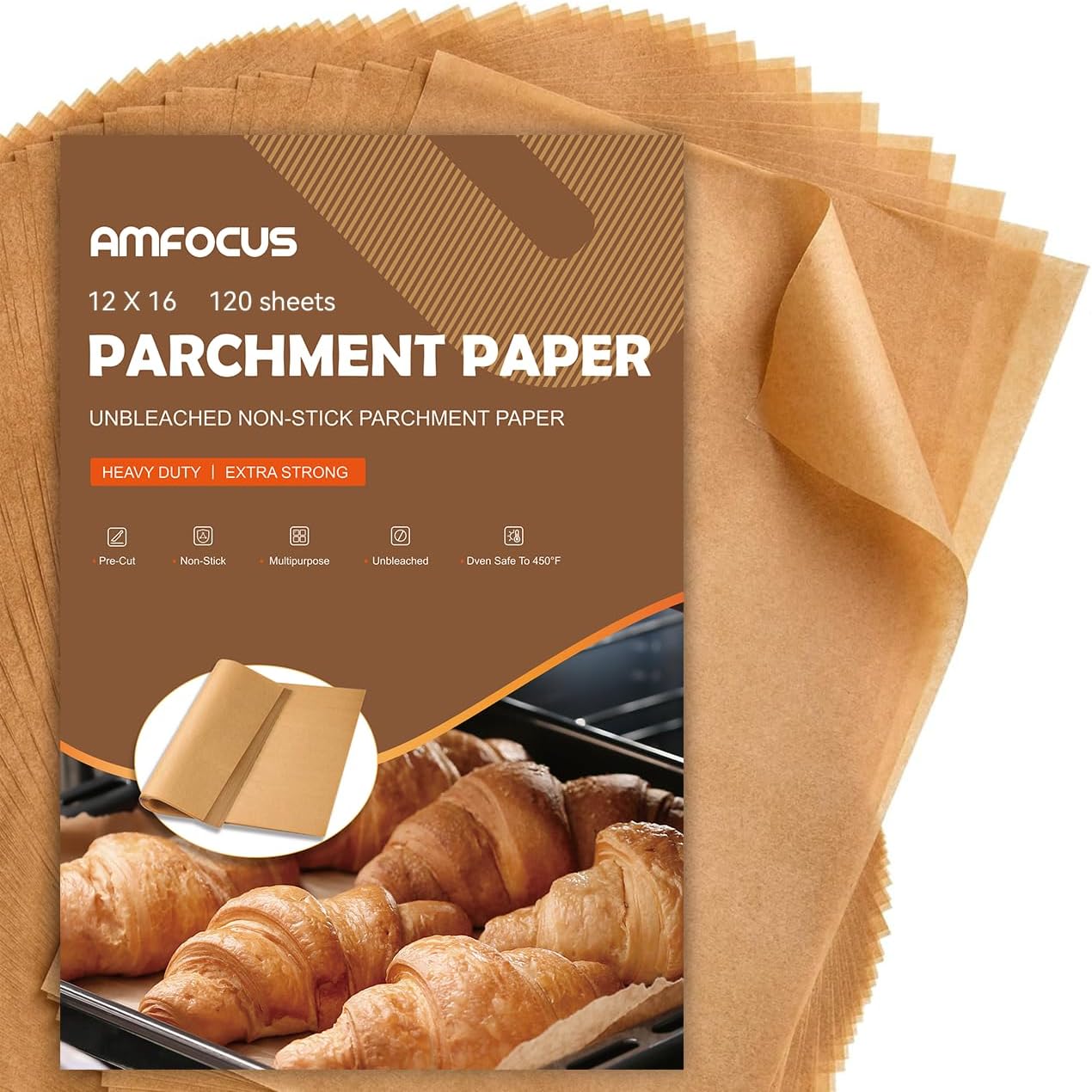 Parchment Paper Sheets, 9x13 In Non-Stick Precut Baking Parchment for Baking, Grilling, Air Fryer, Steaming, and More (Unbleached) - Quarter Sheet Size, Perfect for Bread, Cakes, Cookies, 100PCS