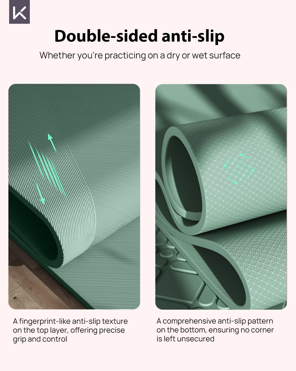 KEEP 7mm Thick Non-Slip Yoga Mat - Extra Wide 32" Fitness Mat for Home Workouts