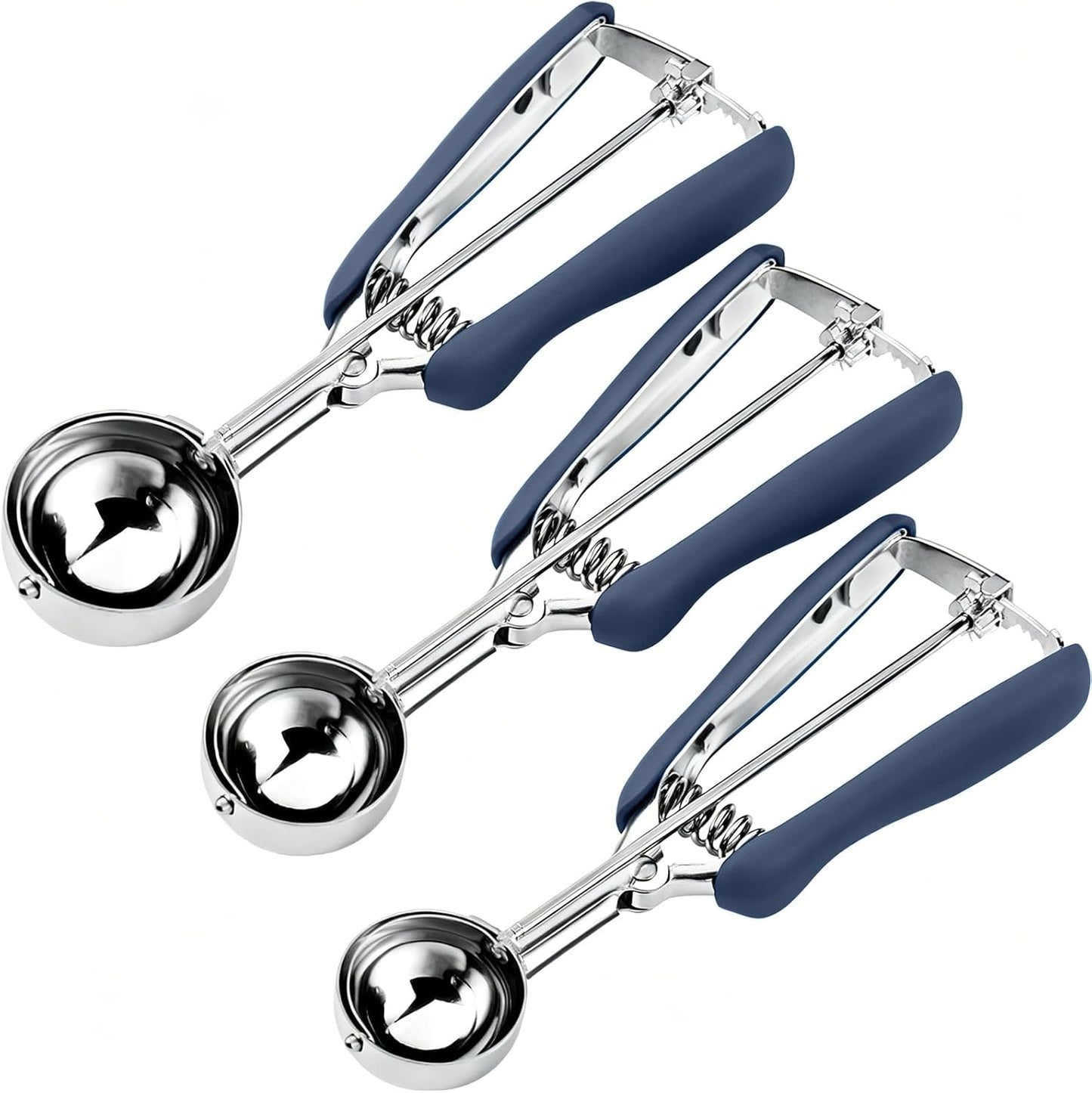 HOMURE H Cookie Scoop Set, Include 1 Tbsp/2 Tbsp/3 Tbsp, Cookie Dough Scoop, Cookie Scoops for Baking Set of 3, 18/8 Stainless Steel, Good Grip, Non-Slip, For Cookies Cupcake Muffin Ice Cream waffle